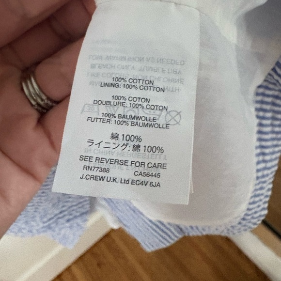 J.CREW | ruffled one shoulder striped dress 100% cotton 00 - Picture 3 of 4